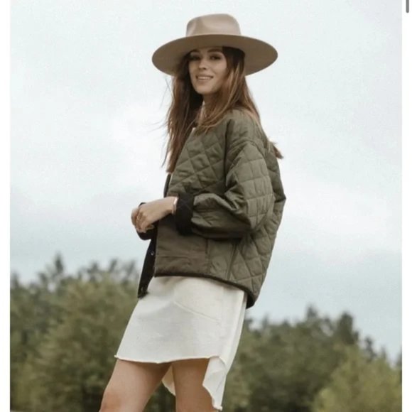 Olive Quilted Jacket - Picture 1 of 8